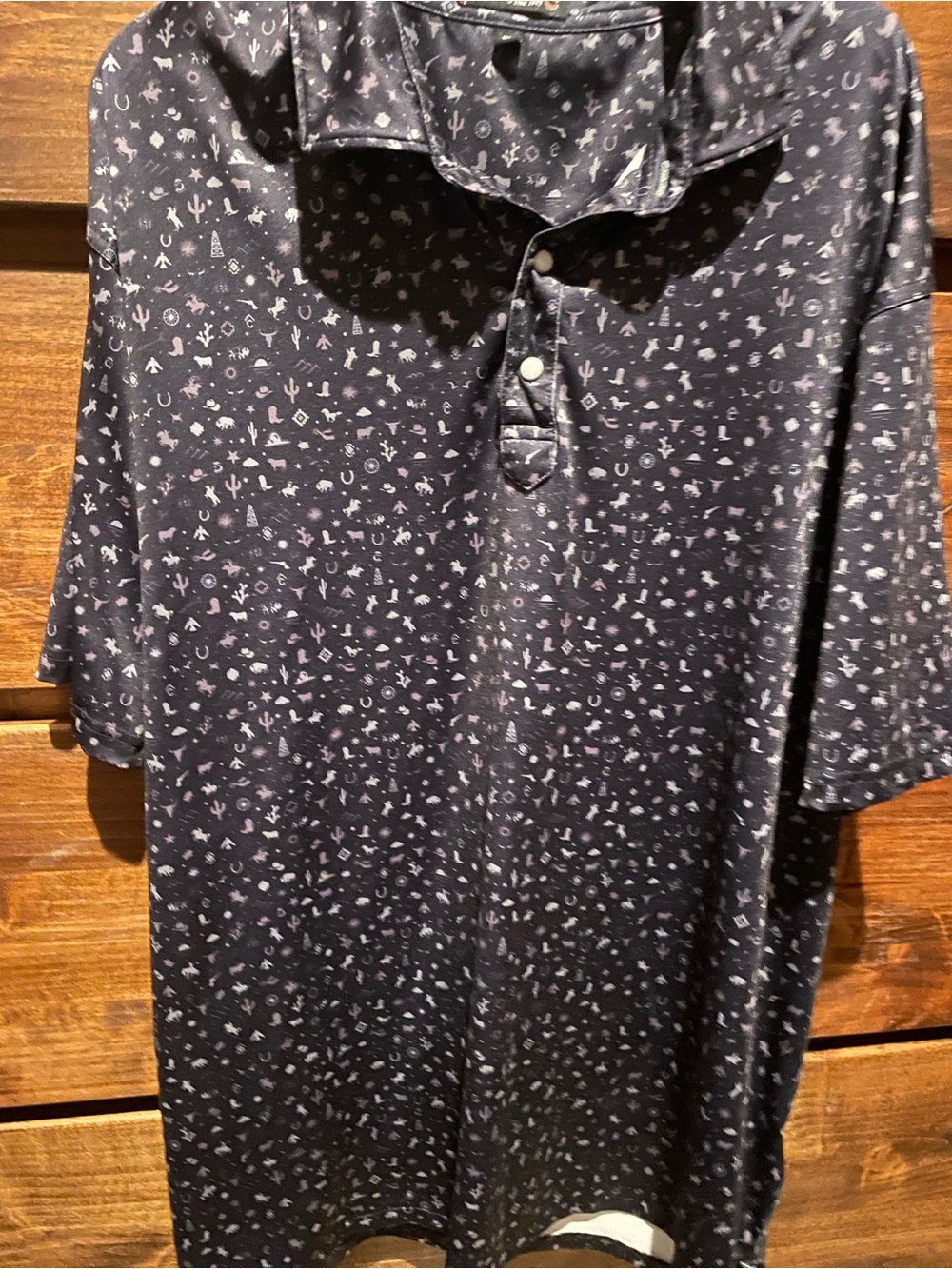 Rafter C Black Western Print Performance Polo
